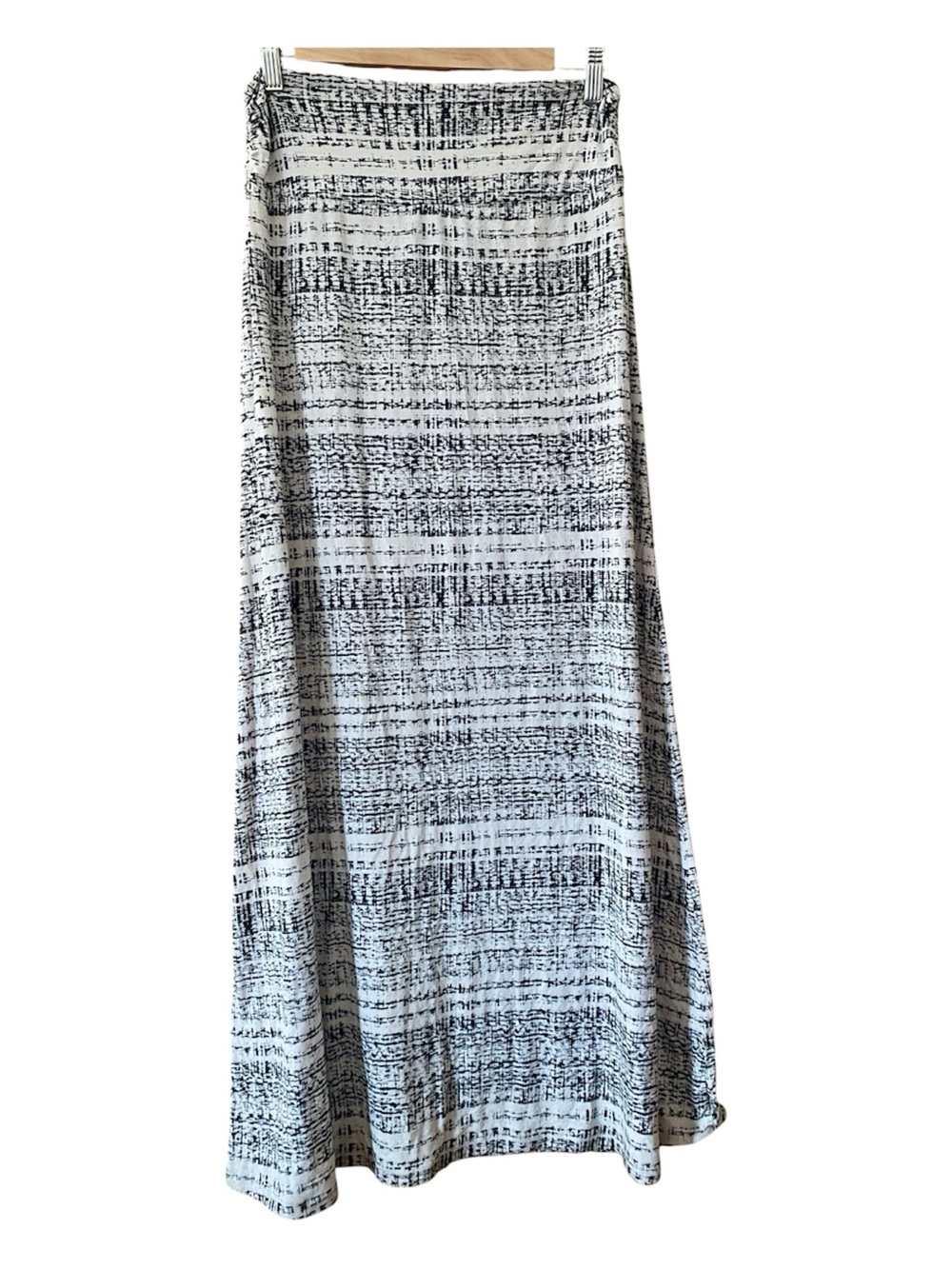 Cynthia Rowley Abstract Print Stretch Knit Maxi Skirt Black White XS
